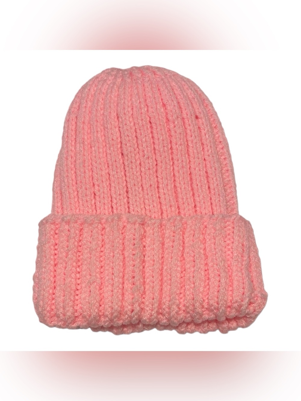 Brand New Hand Made Girls Pink Acrylic Knitting Hat Beanie.